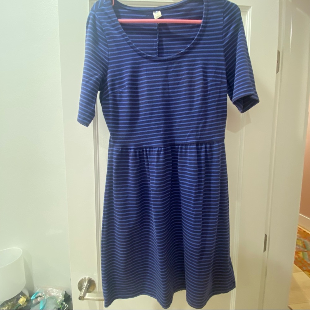 Old Navy Dark Blue & Medium Blue Striped Dress